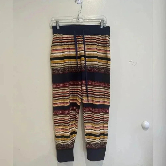 Free People All Mixed-Up Striped Jogger Knit Sweatpant Multicolor Rib Cuffs - Picture 3 of 7